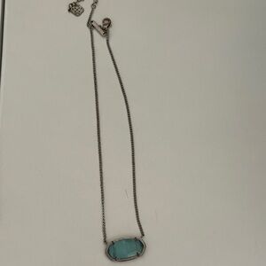 Alexis Bittar Silver Necklace with Turquoise Oval Pendant